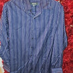 Kenneth Cole Reaction Men's Purple/ Gray Striped Dress Shirt Size Medium 15 ½